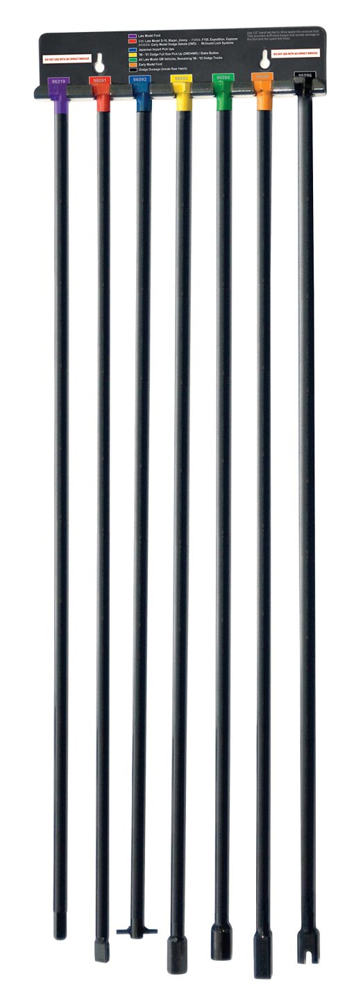 Kit de Herramientas para Recuperacion de Llantas de Refaccion de 7 Piezas Steelman, Bajar y Subir Llantas Suspendidas, Cabezas Planas, Pin, Hexagonal, Cuadrada de 12 mm, Cuadrada Ranurada, Cuadrada de ? Pulgadas