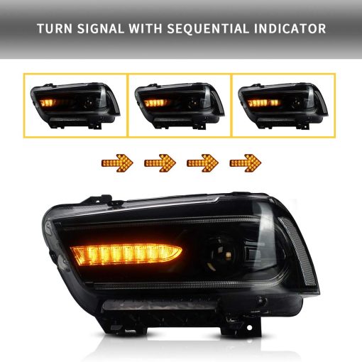 Faros del proyector LED VLAND para Dodge Charger 2011-2014 con lente de doble haz, senales de giro secuenciales, (no sirven para Dodge Charger SE 2012) - Imagen 4