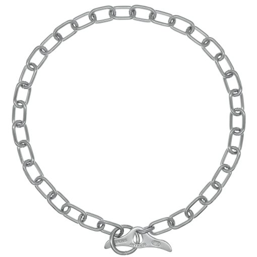 Collar de adiestramiento profesional para perros Herm Sprenger de acero cromado para ahorro de pelaje con eslabones medianos y cierre de palanca, para perros pequenos, medianos y grandes, cadena de correccion deslizable fabricada en Alemania (26 pulgadas (65 cm)) - Imagen 3