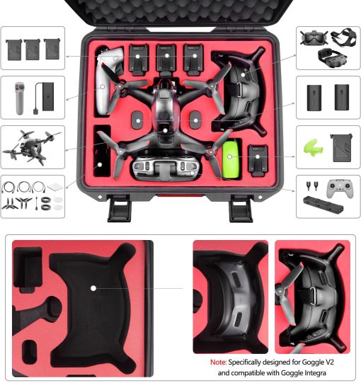 Estuche rigido profesional FPVtosky para DJI FPV [Estuche solamente] - Accesorios de transporte para dron DJI FPV - Compatible con 6 baterias - Manten las helices puestas - Compatible con Goggles Integra - Imagen 3