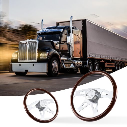 Volante de Madera de 18" para Camion Chrome 4 Radios, para Kenworth, Peterbilt, Volvo, Freightliner - Imagen 2
