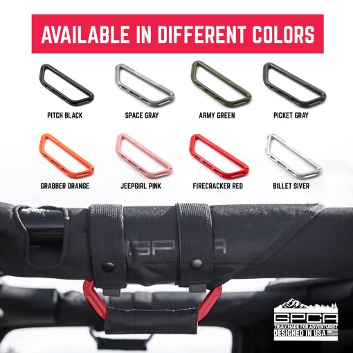 GPCA - GP Grip PRO, Asas Plegables de Aluminio Patentadas para Wrangler 4xe, JL, JT, JK, Sport, Sahara, Rubicon y Gladiator 4DR/2DR 2007-2023, 2 Paquetes, Rojo Fuegos Artificiales - Imagen 6