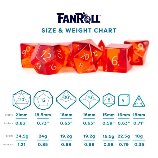 Set de dados de DND de 16mm de FanRoll by Metallic Dice Games de Piedra de Nacimiento: Grabado de Citrino de Noviembre, Dados de Rol para Dungeons and Dragons - Imagen 6