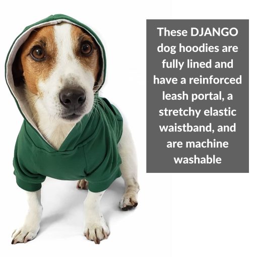 Sudadera con capucha para perros DJANGO super suave y elastica - Totalmente forrada con cintura elastica, portal de correa y bolsillo trasero (Verde Bosque, X-Small) - Imagen 5