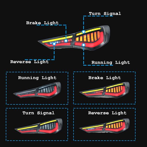 Juego de luces traseras LED Ingenuity Time para Nissan Sylphy/Sentra/Pulsar 2019 2020 2021 Lamparas traseras ahumadas con animacion de encendido (lampara de reversa solo en el lado del pasajero) - Imagen 2