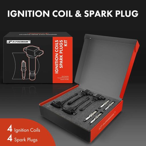 Kit de Bobinas de Encendido y Bujias Compatible con Nissan Juke 2011-2017 L4 1.6L, Reemplazo# 224481KC0A, DILKAR7C9H Juego de 4 Piezas - Imagen 2
