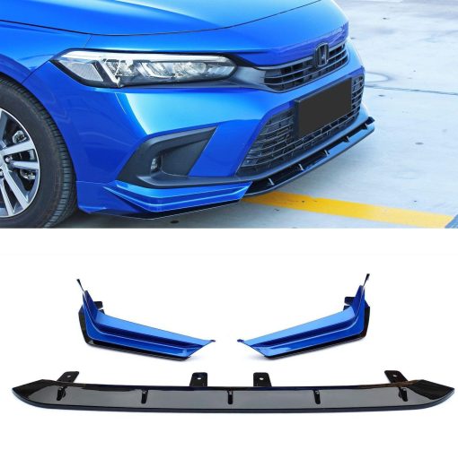 AUTOTOP 5PCS 11TH Front Bumper Lip Spoiler Lip Lower Bumper Body Fit 2022-2023 Honda Civic 11th Gen 4-Door Sedan & Hatchback MC Style (Azul Negro)