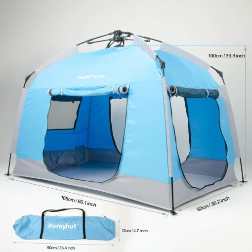 Casa de juegos facil de armar para niños con bonita tira de luces LED y 3 grandes aberturas, carpa de juegos portatil para niños y habitacion privada para juegos interiores y exteriores con bolsa de transporte - Espacio libre para niños pequeños - Regalos de cumpleaños - Imagen 2