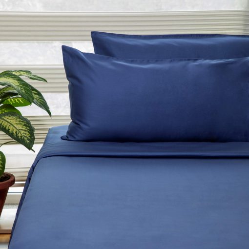 Juego de sabanas de algodon organico King FABDREAMS | 400 hilos | Coleccion de lujo de hotel | Certificado GOTS Algodon Premium de fibra larga | Bolsillos elasticos de 17" de profundidad | Mas suave que el algodon egipcio | Azul oscuro