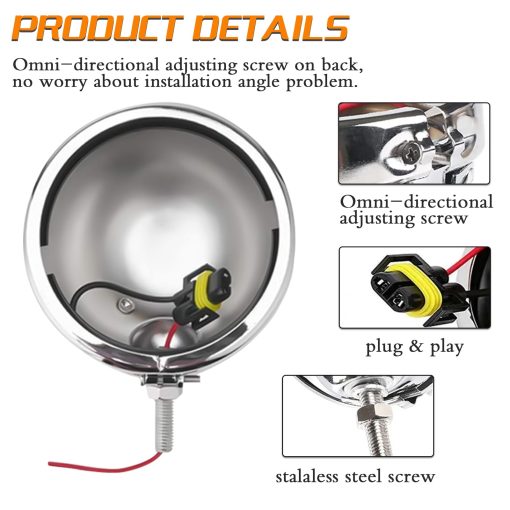 Luces LED de Niebla para Motocicleta SKTYANTS de 4.5 Pulgadas con Soporte de Cubo para Touring Electra Glide (Cromo) - Imagen 5