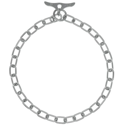 Collar de adiestramiento profesional para perros Herm Sprenger de acero cromado para ahorro de pelaje con eslabones medianos y cierre de palanca, para perros pequenos, medianos y grandes, cadena de correccion deslizable fabricada en Alemania (26 pulgadas (65 cm)) - Imagen 2