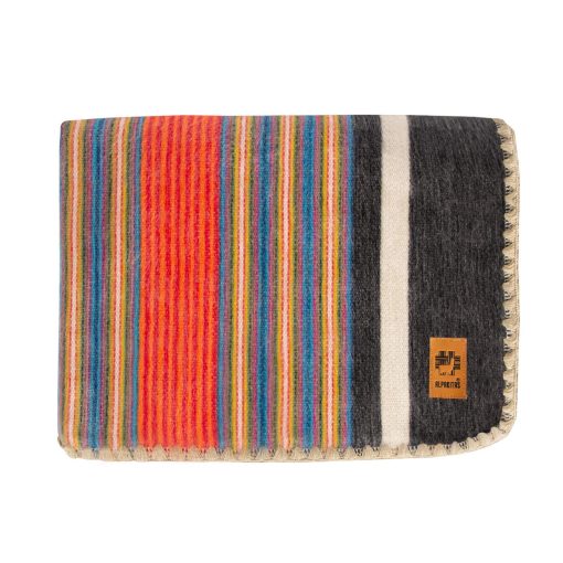 Manta de Lana de Alpaca - Tamano de Colcha - Manta de Lana de Alpaca - Mejor Regalo & Manta Calida, Ligera, Manta de Sofa o para Acampar - Manta Exterior - 64 x 45 Pulgadas (Naranja & Azul)