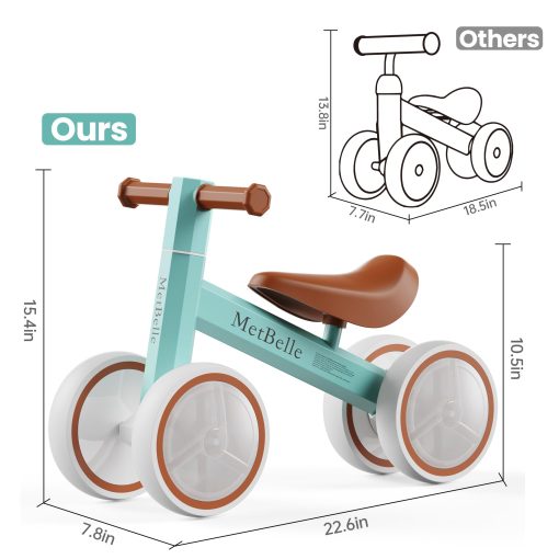 Bicicleta de equilibrio para bebes con luces coloridas para ninos y ninas de 1-2 anos, 10-24 meses, bicicleta de equilibrio para empujar, 4 ruedas, primera bicicleta para ninos, regalos de cumpleanos para ninos pequenos en edad preescolar - Imagen 3