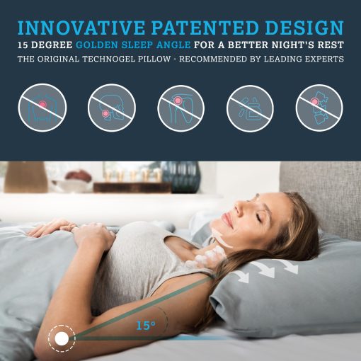 Almohada de Contorno de Enfriamiento Technogel - Diseno Ergonomico con Dos Alturas para Soporte Cervical y Alivio de Presion - Espuma de Memoria y Regulacion de Temperatura, Hipoalergenica, Altura de 4.5 Pulgadas para Mayor Comodidad - Imagen 3
