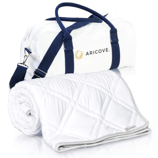 Manta ponderada Aricove, 10 lbs, tamano twin para adultos, manta pesada de lujo, suave seda de viscosa de bambu, 48x72 pulgadas, lavable a maquina, blanco