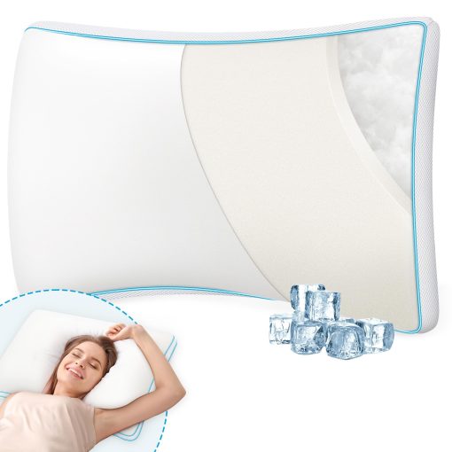 Set de 1 Almohada HEYCUZI Tamaño Queen para Dormir - Relleno Esponjoso de Microfibra Alternativa y Espuma de Memoria, Almohada Suave con Fuelle para Durmientes de Lado, Espalda y Estomago, Almohadas Transpirables de Hotel (Mediano)