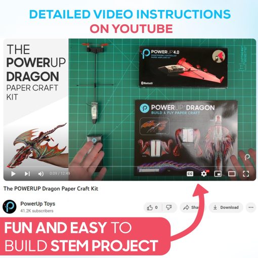 Kit de manualidades POWERUP 4.0 Dragon. Avion dragon controlado por smartphone. Kit educativo de STEM al aire libre para adolescentes y adultos. Kit de hobby para aficionados y entusiastas. - Imagen 3