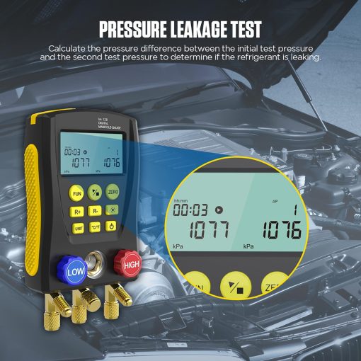 Medidor de Presion de Manifold Digital de Refrigeracion HVAC Prueba de Fugas de Prueba de Presion de Vacio de Temperatura con 3 Mangueras Incorporadas 89 Base de Datos LM120 - Imagen 6