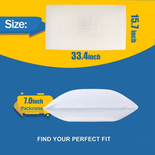 Almohada de Latex 100% Natural Premium Fomwris, Almohada de Cama para Dormir con Funda de Algodon Removible, Ayuda a Aliviar la Presion, Transpirable, Alivio de Presion, Duradera, Mejor Regalo (Tamano King) - Imagen 7