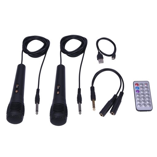 Maquina de Karaoke Portatil Singsation, Dos Microfonos, Bluetooth 5.0, Altavoz de 8 pulgadas, Control Remoto y Luces LED, Recargable, Lector de Archivos de Musica USB y Micro SD, AUX y FM para Fiestas - Imagen 3