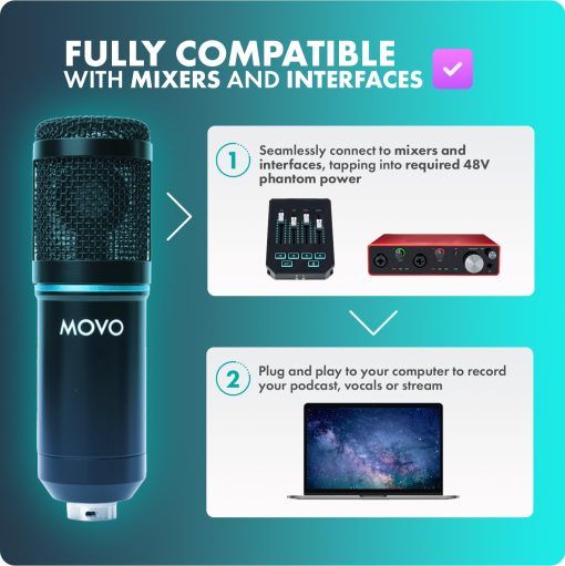 Paquete de 4 microfonos de condensador cardioides universales Movo PodPak4T para podcast - Incluye 4 microfonos, soportes de mesa, filtros pop, soportes anti-shock y cables para equipo de podcast - Imagen 5