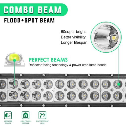 Barra de luz LED curva todoterreno de 52 pulgadas 288W Spot / Flood Combo Beam & Soportes de montaje de techo superior con kit de cableado para Can Am Maverick X3 y X3 Max Todos los modelos 2017-2024 - Imagen 3