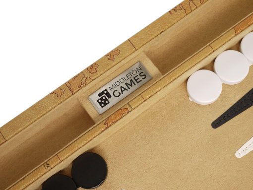 ?Nuevo! - Juego de Backgammon de Lujo de 15 Pulgadas con Mapa - Tablero Marron - Imagen 5