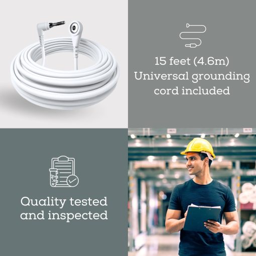 Sabanas de Conexion a Tierra ZenEarth, Tamano King & Queen, 90% Algodon 10% Fibra de Plata, Mejora el Sueno y Bienestar, Sabanas de Cama Conectadas a Tierra son de 78"x102" pulgadas, Cable de Conexion incluido. (1, Gris, Extra Grande) - Imagen 7