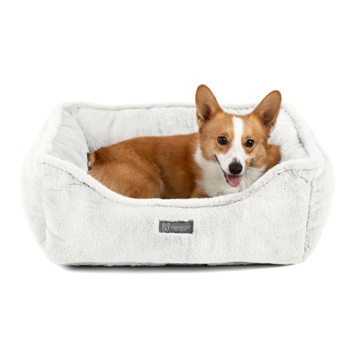 Cama Lavable para Gatos y Perros de la Coleccion Cloud Prive de NANDOG para Razas Pequeñas a Medianas - Hecho de Tela de Micro Plush Ultra Suave - Diseño Reversible con Costuras Doblemente Cosidas (Marfil/Blanco Roto, Prive 25?)