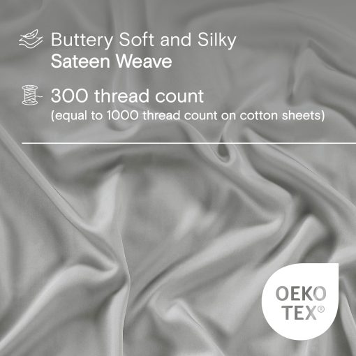 Juego de sabanas SIJO AiryWeight Tencel, 100% Lyocell derivado de eucalipto, suave como la mantequilla, Ganador de las Mejores Sabanas Refrescantes de Architectural Digest 2022 - 4 pzas - 2 fundas de almohada 1 ajustable 1 superior (Dove, King) - Imagen 3