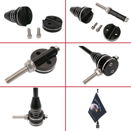 MASION 2 Pcs Motorcycle Flag Black Flagpole Mounts United We Stand - Land of The Free Because of Brave Flags for Harley Yamaha Goldwing 1/2 Motorcycle Luggage Rack 6 x 10 Inch Flag - Imagen 6