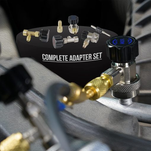 Juego de Manifold de Diagnostico de A/C Lichamp R134a R22 R12 R502 con Manguera de 5FT, Acoplamientos de Puncion y Tapon Autocerrante, Clasico #A301 - Imagen 6
