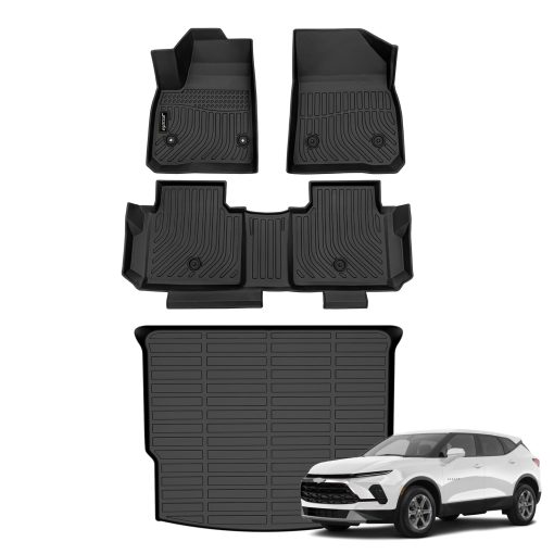 Tapetes para Automovil y Protector de Carga Jenofa para Chevy/Chevrolet Blazer 2019-2024 (No es para Trailblazer) Juego de Tapetes Todo Clima Personalizado para Blazer Set Completo de Tapetes para Blazer Accesorios Negro