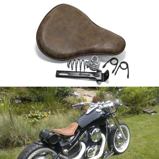 Asiento Individual de Motocicleta de 13" Marron para Harley Davidson Sportster con Soporte - Imagen 3