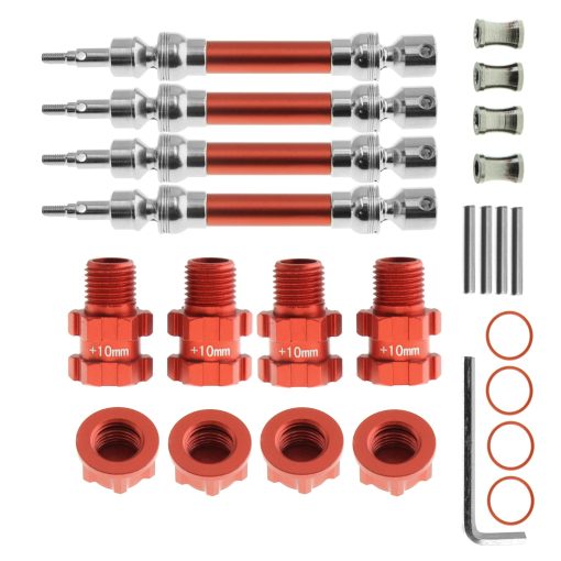 Ejes de transmision delanteros y traseros y adaptadores hexagonales de rueda ensanchados de 10mm de 14mm a 17mm con tuercas de rueda de 17mm para Arrma Senton 3S Granite 3S Vorteks 3S Senton Mega550 Granite Mega550 Piezas de actualizacion (Rojo) - Imagen 7