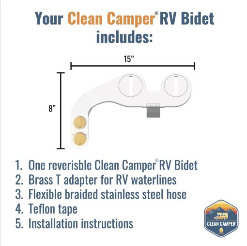 Bide para RV de Clean Camper | Autolimpieza, Doble Boquillas Ajustables | No Electrico y Reversible | Mejora tu Experiencia en tu RV | Instalacion Facil - Imagen 3