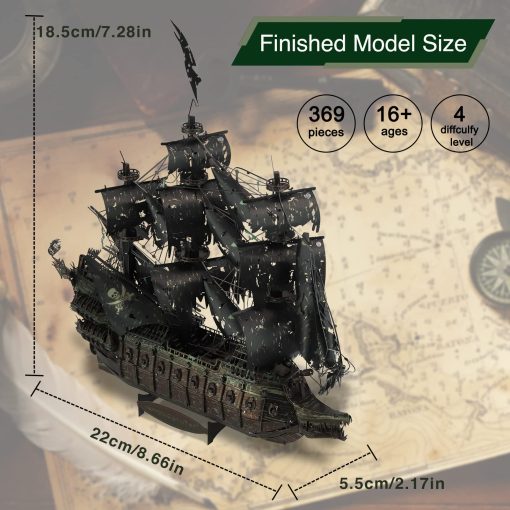 Rompecabezas 3D Piececool con Juegos de Herramientas DIY, Kit de Construccion de Modelo de Barco Pirata Flying Dutchman, Rompecabezas Metalicos 3D Dificiles para Adultos, Grandes Regalos de Navidad y Cumpleanos - Imagen 7