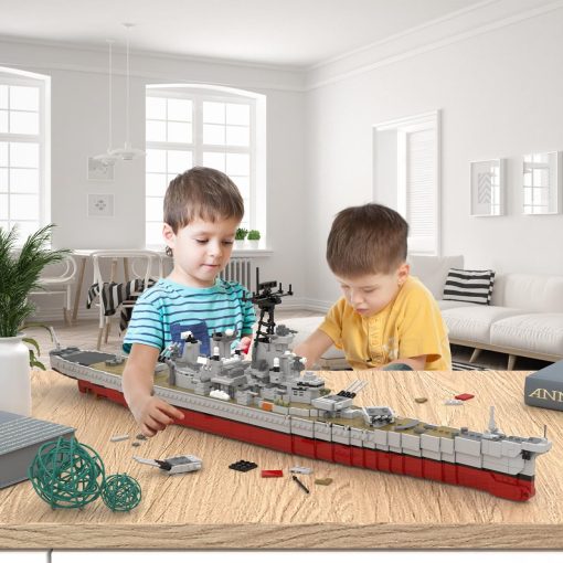 Set de bloques de construccion de buque de guerra USS Missouri ledualbabr, Haz un modelo de buque de guerra militar de la Segunda Guerra Mundial, regalo de juguete de bloques para ninos o adultos (2631 piezas)! - Imagen 6