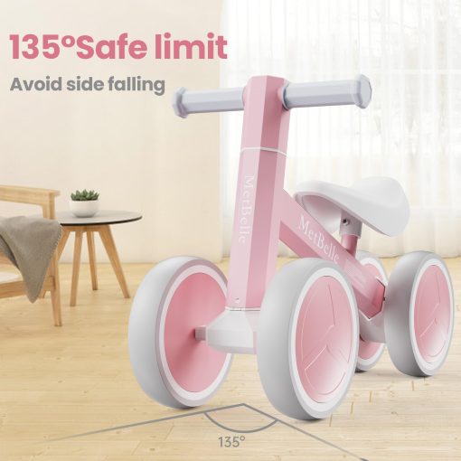 Bicicleta de equilibrio para bebes con iluminacion colorida para ninos y ninas de 1-2 anos, 10-24 meses de empuje de bicicleta de equilibrio para bebes, 4 ruedas primera bicicleta para ninos, regalos de primer cumpleanos para ninos en edad preescolar - Imagen 4