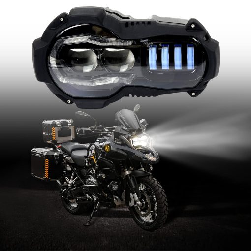1pc Faro LED para BMW R1200GS y GS1200 Adventure con modelos de enfriador de aceite 2004-2012, Lampara Delantera de Alto y Bajo Haz DRL