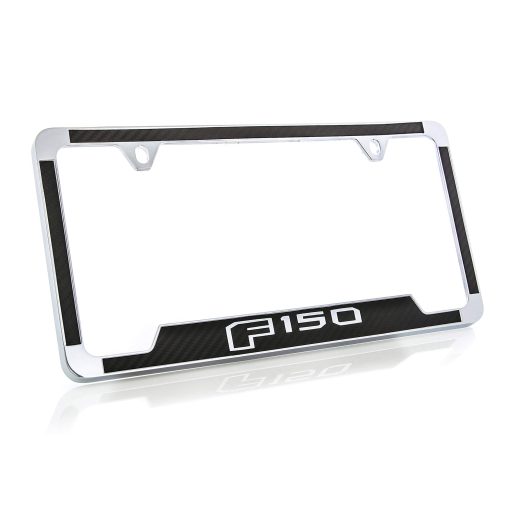 Marco de Placa de Licencia Ford F 150 (2 Agujeros/ Zinc, Cromado/Negro) - Imagen 2