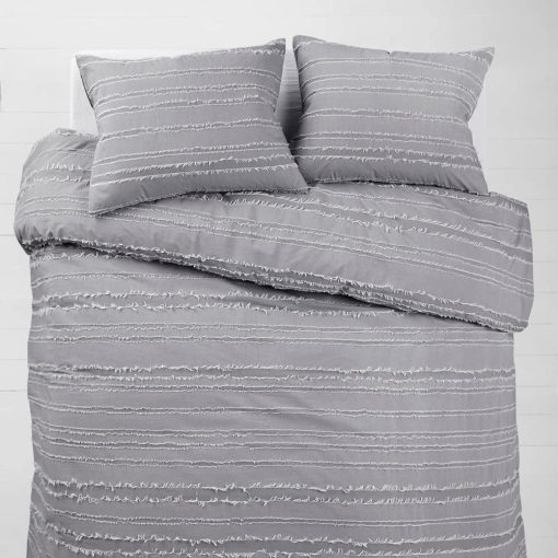 Conjunto de Edredon Gris Heather Twin XL y Funda de Almohada (Juego de 2 Piezas) Conjunto de Edredon y Funda de Almohada Juliette con Ribete de Pestanas para Chicas Universitarias, Chicos, Dormitorios y Habitaciones