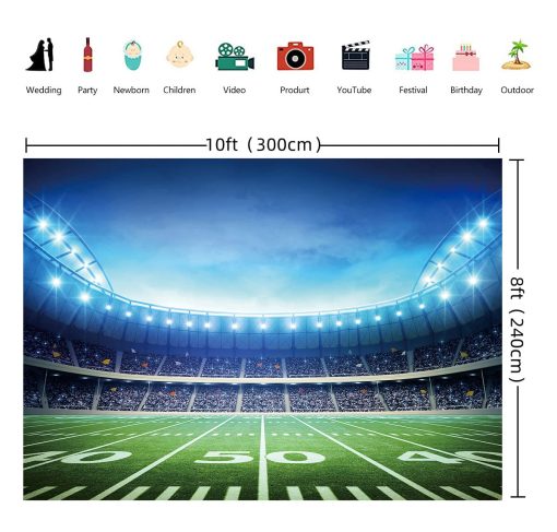 Fondo de Fotografia de Campo de Futbol con Tematica de Campo de Futbol y Auditorio 10x8FT - Imagen 4