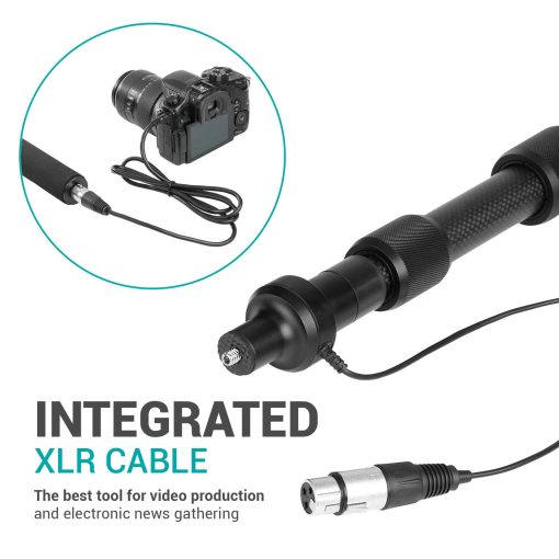 Poste para Microfono Movo CMP-25 con Cable Integrado para Microfonos XLR - 8.2' ft Poste Extensible Ajustable - Imagen 5