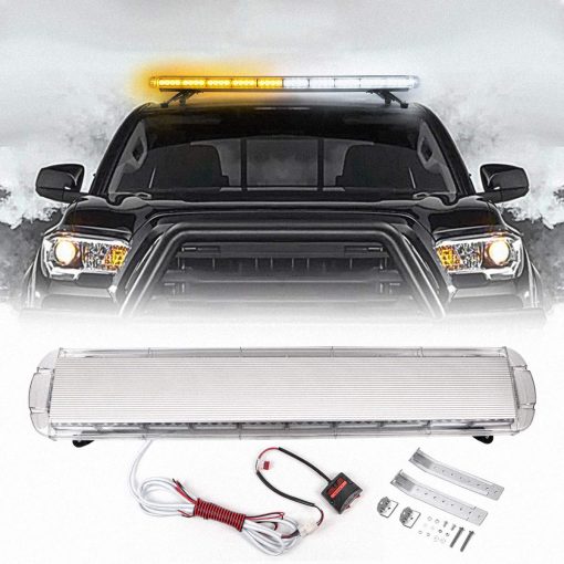 Barra de luces estroboscopicas de advertencia de emergencia de alta intensidad extrema de ambar y blanco de 47" 88 LED para construccion, remolque y vehiculos de trabajo universal - Imagen 3