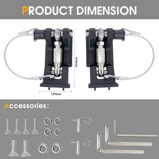Cerrojo de capo con cierre West-xingzhe TJ para Jeep Wrangler TJ 1997-2006,Elimina el balanceo y rebote del capo,2 unidades - Imagen 5