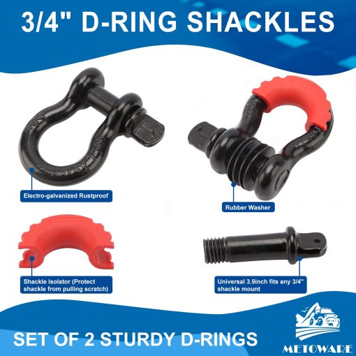 Kit de Recuperacion Todo Terreno METOWARE - Polea de Bloqueo para Cabrestante de 10 Toneladas, Correa de Salvamento de 3" x 8 pies y 2pk de Grilletes en D de 3/4" - Imagen 7
