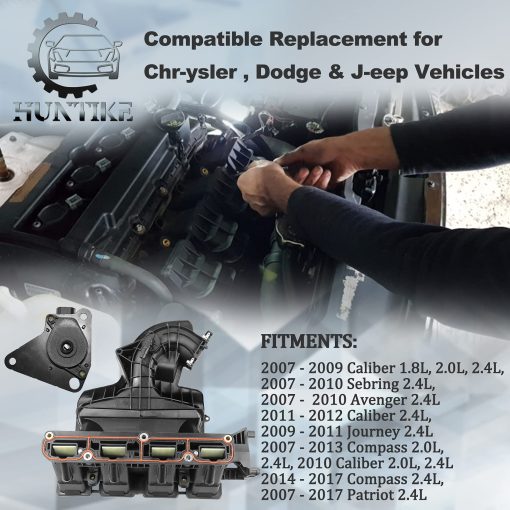 Colector de Admision del Motor con Valvula de Control de Flujo Compatible con J'eep Patriot Compass 2007-2017 Chrys-ler Sebring 2007-2009 D-odge Caliber Avenger Journey Parte# 4884495AK 911-902 - Imagen 2