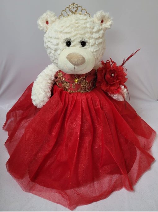 Osos de Peluche de 20" Quince Anos Quinceanera desde 1997 KINNEX Collections con Vestido (Centro de Mesa) B16631-14G (Rojo-Dorado)