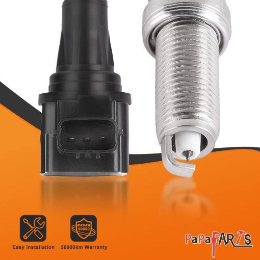 Conjunto de 4 bobinas de encendido UF549 y bujia de iridio doble compatible con Nissan Altima Cube Rogue Sentra NV200 Versa 1.6L 1.8L 2.0L 2.5L C1696 C751 - Imagen 6